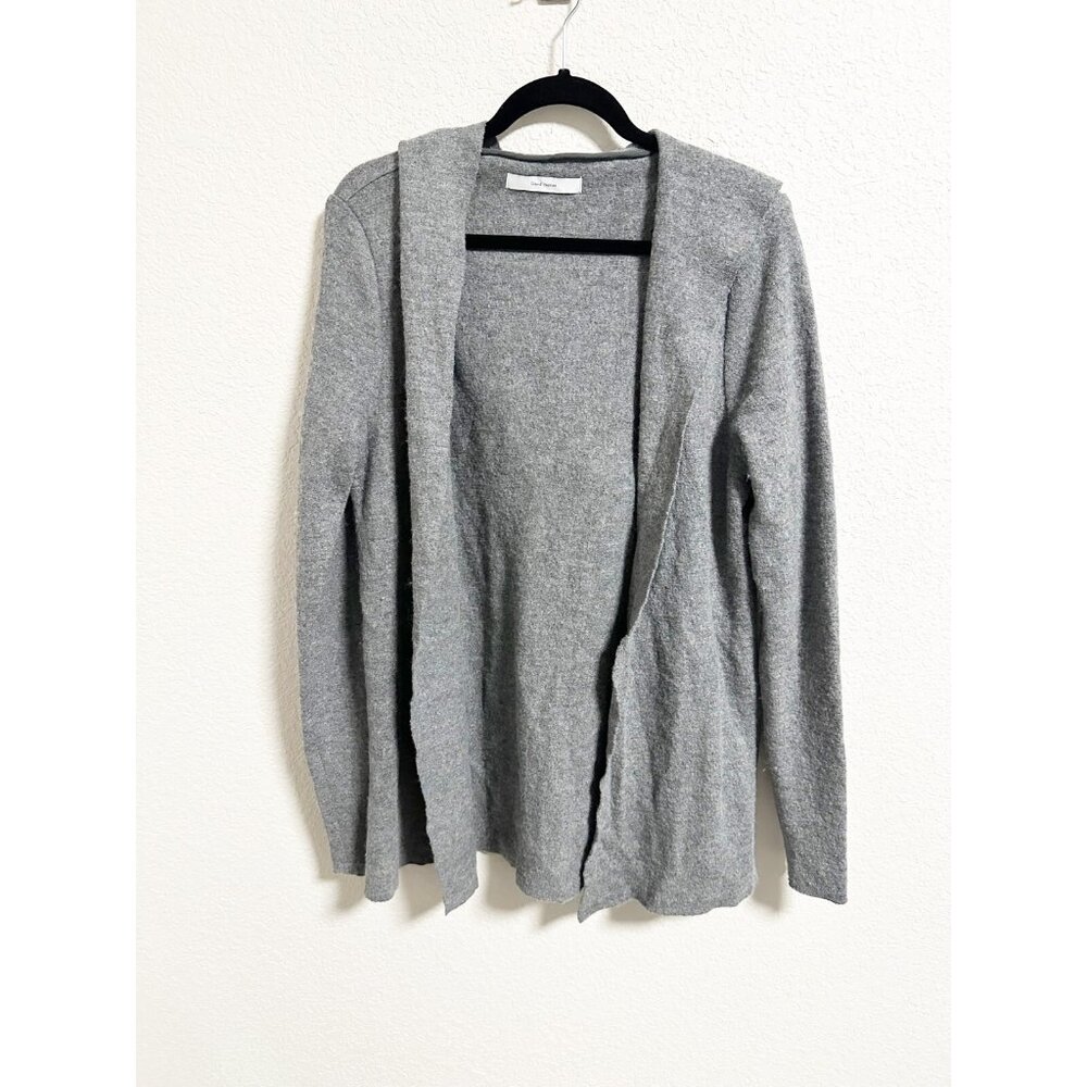 David Naman Mens Wool Blend Hooded Cardigan Sweater Open Front Gray Size XL
